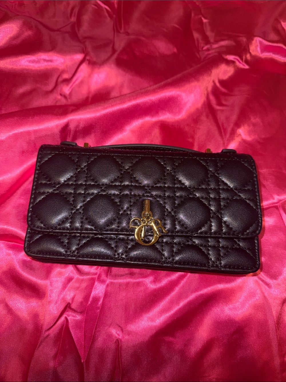 Black Quilted Leather Shoulder Bag with Gold Hardware